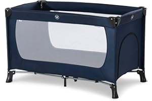 Hauck Reisebett Dream N Play Plus / für Babys und Kinder ab Geburt bis 15 kg / 120 x 60 cm / Leicht / Kompakt Faltbar / Inkl. Trage Tasche / Schlupf / Navy Blau / 1 Stück (1er Pack)