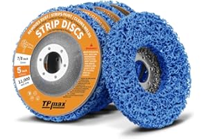 TPMAX 125mm x 22mm Stripping Discs for Rust and Paint Removal - Poly Abrasive Angle Grinder Wheels, 5-Pack (Blue)
