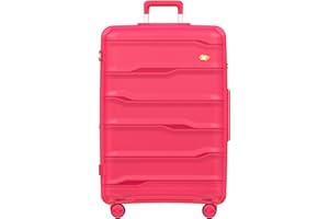 MGOB Valise Grande Taille PP(Polypropylène) 92L Valises de Voyage Rigide Bagages 4 Spinner et Serrure TSA 76x51x31CM, 3.8KG, Rose