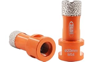 BGTEC Brocas de Diamante Seco para Baldosas de Porcelana Mármol de Cerámica Ladrillo M14 Hilo 2 piezas Diámetro 20 mm