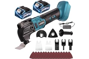 YEARTOP Akku Multifunktionswerkzeug für 18V Akku,Multitool,Oszillierwerkzeug, bürstenloses für 2 PCS 21V 4.0Ah Batterien, 26 PCS Kit mit Zusatzhandgriff zum Schneiden, 6 variable, 8500-22000 U/min