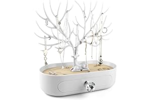 MORE&LESS Présentoir de bijoux en bois de cerf, pendentif de tour d'arbre pièces de rangement bagues boucles d'oreilles collier bracelet