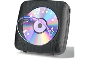 Gueray Lettore CD Portatile Bluetooth con 1800mAh Lettores CDs Desktop Ricaricabile per la Casa con Doppi Altoparlanti Telecomando FM Radio Timer USB AUX Porta Auricolare-Nero