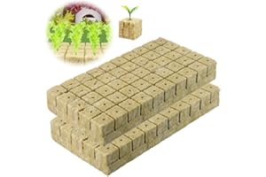 WANDGU 100 Stück Steinwolle Anzucht: Steinwolle Würfel, Steinwolle Anzuchtmatte, Plugs Erde Sämlingsblock, Hydroponic Sämling, Steinwolle Blatt Anzucht für Stecklinge, Vermehrung, Kräftiges Wachstum