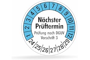 BEIHAASNATUERLICH Fluxxx 560 Stk Prüfplaketten "Nächster Prüftermin", 20 mm Ø, Prüfetiketten nach DGUV V3, 2024-2029, selbstklebend, Prüfaufkleber, E-Check Prüfetikett, Plakette für Elektrogeräte (Blau, 5 Bogen)
