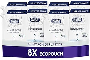 Neutro Roberts, Sapone Liquido Ecopouch Antibatterico, Ecoricarica Ecologica, Pelle Sana e Protetta, Té Verde - Confezione da 8 Pezzi da 400 ml - Esclusiva Amazon