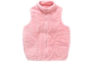 ANIMQUE Niños Bebé Chaleco de Vellón de Coral Niñas Collar del Soporte Chaqueta Padres Hijos Con Cremallera Sin Mangas de Primavera Otoño Invierno Transiciones Temporadas Lindo Abrigo Cálido