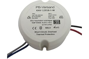 PB-Versand Transformador LED de 18 W, 12 V CC, redondo, circular, bombilla, fuente de alimentación, controlador, balasto, caja empotrada