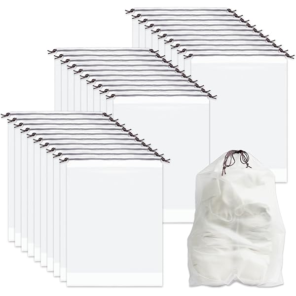 20 Schuhbeutel Mit Kordelzug - Transparent, Wasserdicht 30x40cm