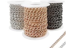 STREEHERJJKEA1 DIY Twisted Chain Aluminium Steel Cable Chain Link Chain Necklace Cable Link Chain 8.5MM DIY Chain Aluminium Link Chain Twisted Chain with Spool Curb Chains for Jewellery Accessories DIY