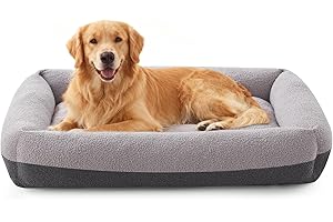 Pawk Panier pour Chien Grande Taille, XXL Lit Chien Dehoussable Lavable, Coussin Antidérapant Doux Anti-Anxiété, 106x76x20cm