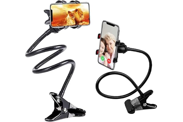 SWAPKART Flexible Mobile Tabletop Stand, Metal Built, Heavy Duty Foldable Lazy Bracket Clip Mount Multi Angle Clamp for All Smartphones (Pack of 1), Multi Color