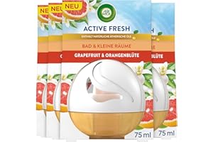Air Wick Active Fresh – Lufterfrischer für das Bad und kleine Räume – Duft: Grapefruit und Orangenblüte – 4 x 75 ml