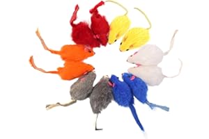 AKlamater Cat Toy Mouse, 12 Pcs Catnip Toys Mixed Fake Rainbow Mice Toys for Indoor Cats, Cat Scratch Mouse Pet Cat Toys (Random Color)