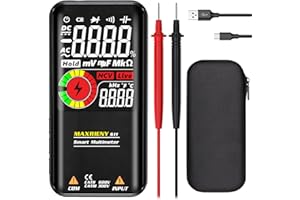 MAXRIENY Multimetro Digitale Tester Multimeter Ricaricabile Voltmetro 9999 conteggi Intelligente Ohmmetro Capacitanza resistenza Frequenza Continuità Diodo Ciclo di lavoro V-Alert Tester di tensione