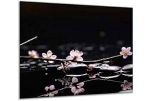 TMK ARTDEKO TMK - Placa protectora de vitrocerámica 60 x 52 cm 1 pieza cocina eléctrica universal para inducción protección contra salpicaduras tabla de cortar de vidrio templado como decoración, negro flores