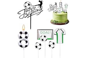 VERLUKY Geburtstagskerzen Zahlen 8,Fussball Deko Geburtstag Kinder,8 Geburtstag Junge Kuchendeko,Kuchen Deko Fußball,Fussball Geburtstagdeko