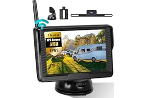 CAMECHO Bezprzewodowa kamera cofania 720p HD kamera samochodowa na deskę rozdzielczą, monitor 4,3", antyzakłócenia, cyfrowy sygnał, wodoszczelna, noktowizor, zestaw kamer cofania do samochodów