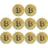 G&Uuml;NCEL&Ccedil;ARŞI Bitcoin Madeni Hatıra Parası, BTC Altın Rengi Hediye Sikke Para, Kutulu Koleksiyon Parası (10 ADET)
