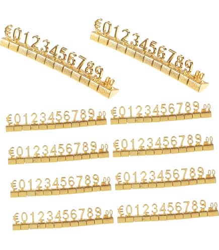 10 Set Cubetti Prezzi Metallici 3D | Display Regolabile Per Gioielli, Orologi E Beni Di Lusso | Bronzo/EUR - Foto 2