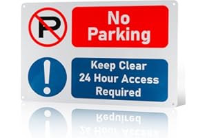 MAXMOC No Parking Keep Clear 24 Hour Access Required Warning Sign, PVC Rigid Plastic 4 Pre-Drilled Holes No Parking Signs Outdoor, 300x200, Self-Adhesive, Tough, Durable and Rust-Proof Weatherproof Sign