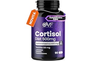 PARAFARMACIA, ORGANIC VITAMINS & FOOD OVF Cortisol Diet 500mg 90cps, Fosfatidilserina 400mg + Teanina 100mg, Aiuta ad Abbassare il Cortisolo, Supporta Memoria e Concentrazione, Senza Glutine