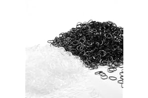 ZINGSO 2000 sztuk mini elastycznych gumek do włosów, elastyczne gumki do włosów, małe gumowe opaski do włosów dla dzieci, niemowląt, dziewczynek, bez obrażeń (1000 szt. czarnych + 1000 przezroczystych)