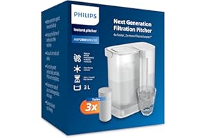 Jarra filtrante Philips Water Instant (3 L) – Agua limpia y de gran sabor en segundos – 3× filtro Taste+, reduce cloro y plomo, preserva minerales