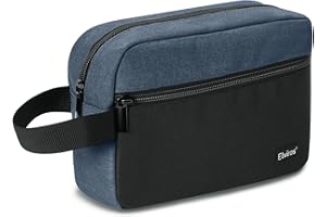 Elviros Travel Neceser de Viaje para Hombre, Impermeable, portátil, con Compartimento para Afeitado y asa, Organizador de cosméticos para Gimnasio, Ducha y baño, Negro&Bleu Foncé