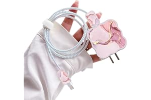 DIYGODY Protector de Cable en Forma de Onda con Patrón de Marmoleado para el Cargador del iPhone, Lindo Ahorrador de Cable Cargador USB para Líneas de Datos de Móviles [Marmoleado Rosa]