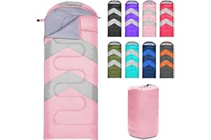 Zusentee Sacs de Couchage pour Adultes Enfant 3-4 Saisons, Imperméable Enveloppants Sacs de Couchage de Damping pour Camping Léger, Randonnée, Compact Sleeping Bag,Orange