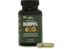 SOLEIL COLLECTIONS Chlorophyll Capsules 600 mg - Natural Chlorophyll Pills for Both Women & Men - Odour Control- Chlorophyll Supplement Promoting Energy, Immunity, Skin Health, and Internal Deodorization. 60 Capsules
