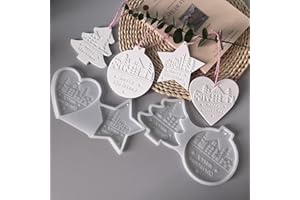 Mailfull 4 Pcs Moldes de Silicona para Fundición de Navidad Moldes Silicona para Crear Adornos Navideños