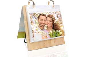 ZEEYUAN Álbum de Fotos 10x15 cm de escritorio Calendario de madera Álbum de 60 fotos, libro de fotos para insertar marcos de fotos para varias fotos