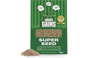 Grass Gains Lawn Seed 500g – Premium Grass Seeds Fast Growing for Patch Magic Lawn Repair, Shady Areas, Pet and Child-Friendly Gardens – Organic Grass Seed for All Types, UK Climate