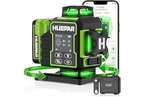 Huepar 2024 Nuova Edizione W04CG Livella Laser 4D, Livella Laser con Display LCD con Base Motore Rotante, Laser a Linea Trasversale Autolivellante a 360° - Telecomando Bluetooth, Modalità a Impulsi