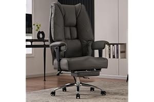 EXCEBET Ergonomic Office Chair – High Back PU Leather Executive Desk Chair with Adjustable Armrests, Swivel Computer Chair for Home Office, Heavy Duty Support up to 400 lbs (Grey-1)