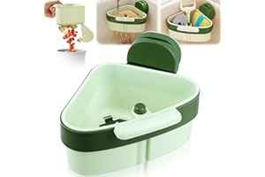 KOVSGQ Sieb für Spülbecken Abflusssieb Küchenspüle Waschbecken Sieb Waschbeckensieb Hängendes Abnehmbarer Snap Button Siebkorb mit saugnapf für Spülbecken Aufhängen Waschen Organizer in Küche (Grün)
