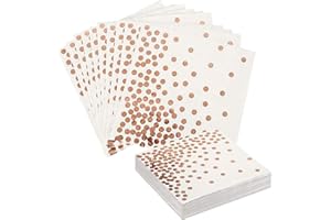 ISOI 40PCS Gold Party Paper Napkins, Rose Gold Dots Serviettes Cocktail Napkins 3 Layers - Add Sparkle to Your Event with Party Napkins for Luncheon Dinner Birthday Party Wedding Anniversary 6.5x6.5 in