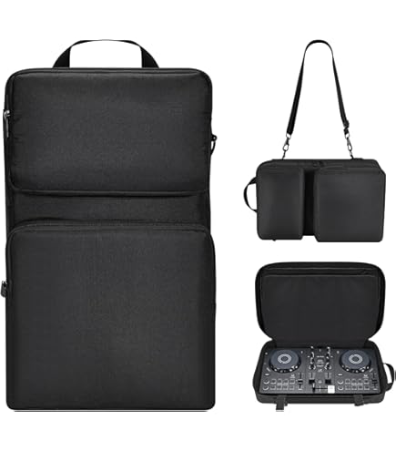 Hzycwgone Draagbare Hoesje Draagtas Reistas Schoudertas Rugzak voor AlphaTheta DDJ GRV6,voor Pioneer DJ DDJ FLX10/DDJ 1000SRT/DDJ 1000 DJ controller, Hoofdtelefoon,Tablet,Kabel,Accessoires,Zwart