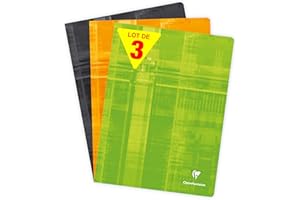 Clairefontaine 633662AMZC Lot de 3 Cahiers Agrafés - 24x32 cm - 96 Pages Petits Carreaux - Papier Blanc 90 g - Couverture Carte Pelliculée Couleurs Aléatoires