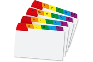 Pukka Pad, Concord Guide Cards for Revision Cards – Feature A-Z Reinforced Colour-Coded Tabs to Organsie Your Clients, Addresses, Recipes, and More – 5 x 3in
