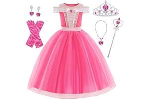 Foierp Vestito Belle Addormentata Costume Bella e la Bestia Bambina Principessa Aurora Costume Vestito Abiti da Festa di Halloween Carnevali
