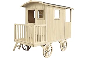 SOULET Cabane en Bois Roulotte Carry 2 Terrasses Échelles d'accès, Petite Porte, 4 Fenêtres dont 3 avec Plexi