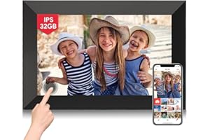 Aorpdd Cadre Photo Numérique WiFi - 10.1 Pouces IPS Écran Tactile Smart Cloud Cadre Photo Connecté avec 32Go Espace, Partagez des Photos Via Frameo App…
