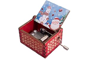 Colexy Mini Hölzerne Spieluhr dekorative Spieluhr aus Holz Kreative Holz Handwerk Spieluhren mit Handkurbel Graviert Vintage Spieluhren Geburtstag Halloween Weihnachten (F)