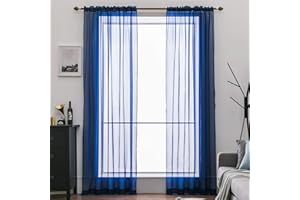 MIULEE Tende Trasparenti con Passanti Morbidi Finestre per Salotto Eleganti Soggiorno per Camera da Letto e Tende Cameretta Bambini 2 Pannelli 140x280cm Blu