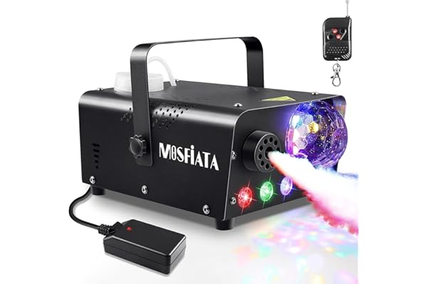 Machine à Fumée, Machine à Brouillard avec Lampe à Boule Disco et Lumières LED RGB pour Fêtes, Anniversaire, Mariage, Halloween