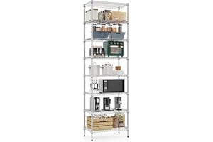 M MZG 8 Tier 2000 lbs Storage Rack Metal Wire Shelving Unit, Storage Standing Shelf Organizer for Laundry Bathroom Kitchen Pantry Closet Garage Utility Room, Chrome 35 x 60 x 201.8 cm