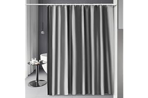 GOOPOOL Tenda per Doccia, Tenda Doccia Bianca Impermeabile e Resistente alla Muffa Tende, con 12 Ganci Tenda Doccia, Tenda Vasca da Bagno 180x200cm,Grigio